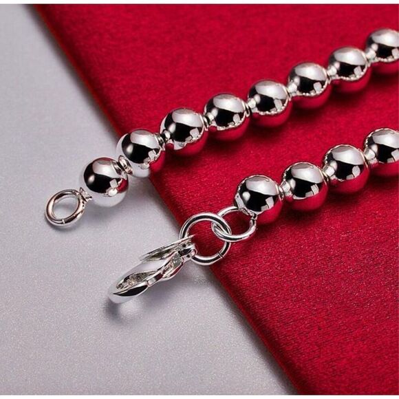 Silver Heart Lock Beaded Bracelet - Picture 6 of 7